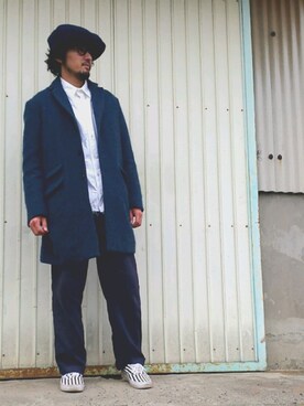 「confect（コンフォクト）のアイテム（チェスターコート）」を使った、salsichaさん（メンズ・175cm）の冬コーディネート