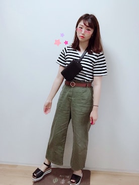 「Honeys（ハニーズ）のアイテム（ボディバッグ/ウエストポーチ）」を使った、うめのあいさん（レディース・162cm）の春コーディネート
