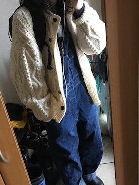 「orSlow（オアスロウ）のアイテム（オールインワン・サロペット）」を使った、amiさん（レディース・154cm）の冬コーディネート