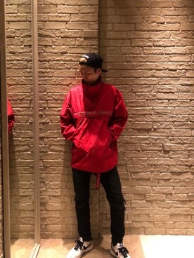 「HYSTERIC GLAMOUR（ヒステリックグラマー）のHYS WHISKY柄 刺繍キャップ（キャップ）」を使った、カイさん（メンズ・176cm）の春コーディネート