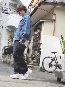 「FILA」｜$huさん（メンズ・166cm）の春コーディネート