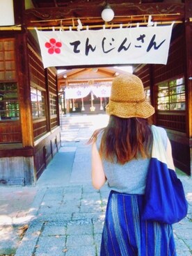 「blue」｜「アイテム（ハンドバッグ）」を使った、naonaoさん（レディース・157cm）の夏コーディネート