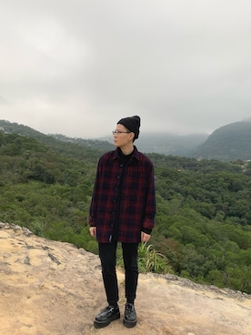 「PULL&BEAR（プルアンドベア）のアイテム（シャツ/ブラウス）」を使った、Toby Linさん（メンズ・160cm）の冬コーディネート