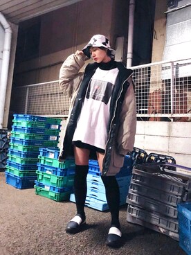 「レイヤードstyle」｜「アイテム（ダウンジャケット/コート）」を使った、Marikoさん（レディース・165cm）の冬コーディネート