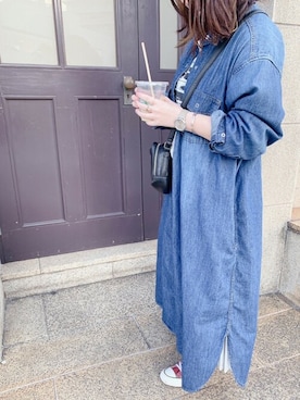 「シャツワンピ」｜Add+officialさん（レディース・153cm）の夏コーディネート