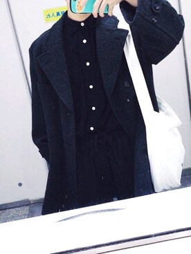 「COMME des GARCONS HOMME（コム デ ギャルソン・オム）のアイテム（トレンチコート）」を使った、Hiroさん（メンズ・167cm）の冬コーディネート