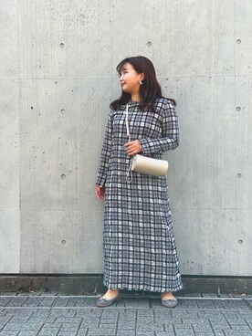 「RIVE DROITE（リヴドロワ）のニュアンスモチーフイヤリング（イヤリング）」を使った、YuKiさん（レディース・152cm）の冬コーディネート