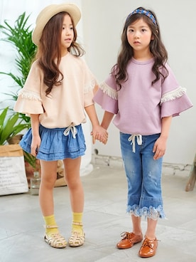 「アイテム（スカート）」を使った、KidsRecipeさん（キッズ・120cm）の春コーディネート