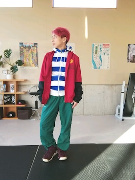 「F.C.R.B.（エフシーアールビー）のアイテム（トップス）」を使った、BOSS.Buckyさん（メンズ・169cm）の冬コーディネート
