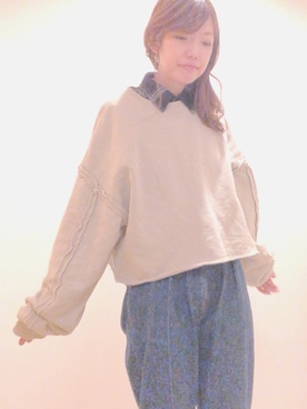 「シャツ×スウェット」｜mao◎さん（レディース・158cm）の春コーディネート