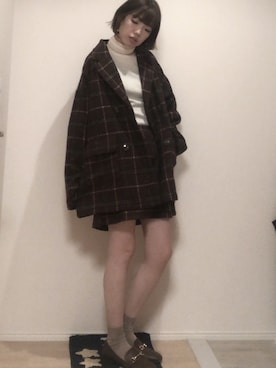 「UNIQLO（ユニクロ）のエクストラファインメリノリブタートルネックセーター（長袖）（ニット/セーター）」を使った、mao◎さん（レディース・158cm）の秋コーディネート