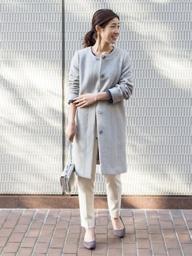 「NATURAL BEAUTY BASIC（ナチュラルビューティーベーシック）のアイテム（その他アウター）」を使った、NBB STAFF02さん（レディース・160cm）の冬コーディネート