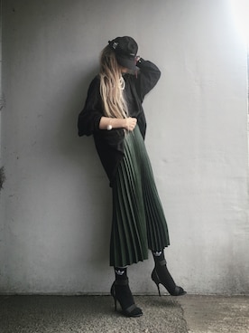 「サンダルに靴下」｜Lilyさん（レディース・160cm）の秋コーディネート