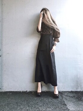 「SENSE OF PLACE by URBAN RESEARCH（センスオブプレイスバイアーバンリサーチ）のハイネックレーストップス(7分袖)（シャツ/ブラウス）」を使った、Lilyさん（レディース・160cm）の秋コーディネート