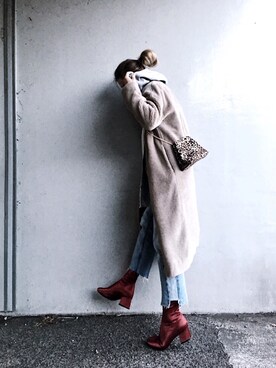 「Rouge vif（ルージュヴィフ）のアイテム（ムートンコート）」を使った、Lilyさん（レディース・160cm）の冬コーディネート