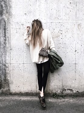 「GRL（グレイル）のアイテム（レギンス/スパッツ）」を使った、Lilyさん（レディース・160cm）の冬コーディネート