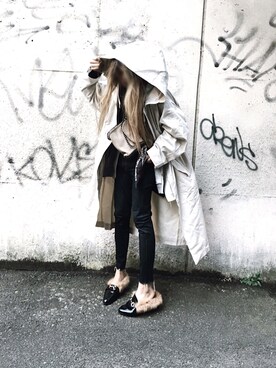 「GRL（グレイル）のビット付ファーシューズ（ローファー）」を使った、Lilyさん（レディース・160cm）の春コーディネート