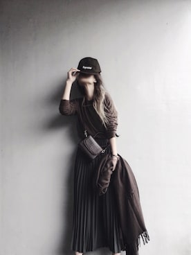 「GRL（グレイル）のプリーツスカート（スカート）」を使った、Lilyさん（レディース・160cm）の冬コーディネート