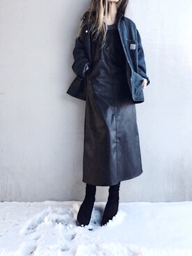 「carhartt」｜「アイテム（ワンピース/ドレス）」を使った、Lilyさん（レディース・160cm）の冬コーディネート