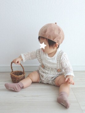 「Handmade（ハンドメイド）のアイテム（サロペット/オーバーオール）」を使った、ゆちさん（キッズ・90cm）の秋コーディネート