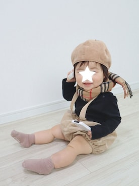 「チェック柄に恋してる」｜「アイテム（サロペット/オーバーオール）」を使った、ゆちさん（キッズ・90cm）の秋コーディネート