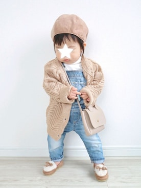 「アイテム（モカシン/デッキシューズ）」を使った、ゆちさん（キッズ・90cm）の冬コーディネート