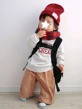 「スヌード」｜「アイテム（スニーカー）」を使った、ゆちさん（キッズ・80cm）の冬コーディネート