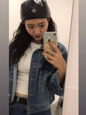 「ハンチング」｜「アイテム（タンクトップ）」を使った、Sally さん（レディース・167cm）の秋コーディネート