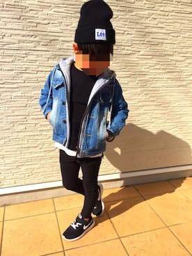 「no brand（ノーブランド）のアイテム（デニムジャケット）」を使った、Rooo-Kun( ¨̮ )さん（キッズ・110cm）の冬コーディネート