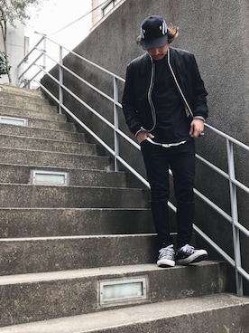 「ラグジュアリーストリート」｜「アイテム（帽子）」を使った、あっくん😎👍さん（メンズ・174cm）の冬コーディネート