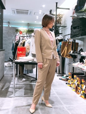 「kaene（カエン）のアイテム（ノーカラージャケット）」を使った、あっくん😎👍さん（レディース・152cm）の冬コーディネート