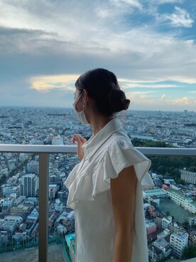 「ZARA（ザラ）のアイテム（ワンピース/ドレス、ホワイト系）」を使った、CHIHARUさん（レディース・170cm）の秋コーディネート