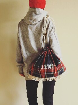 「タータンチェック」｜「アイテム（ニットキャップ/ビーニー）」を使った、napop さん（レディース・162cm）の秋コーディネート