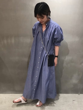 「LAKOLE（ラコレ）のアイテム（シャツワンピース）」を使った、karepyosさん（レディース・156cm）の夏コーディネート