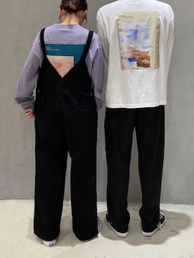 「カップルコーデ」｜「アイテム（サロペット/オーバーオール）」を使った、karepyosさん（レディース・156cm）の春コーディネート