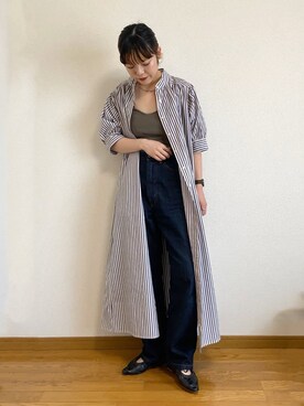 「LAKOLE（ラコレ）のアイテム（シャツワンピース）」を使った、karepyosさん（レディース・157cm）の春コーディネート