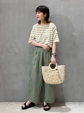 「LAKOLE（ラコレ）のアイテム（かごバッグ）」を使った、karepyosさん（レディース・157cm）の夏コーディネート