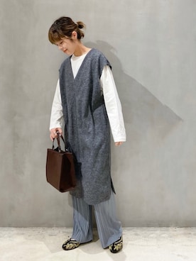 「LAKOLE（ラコレ）のアイテム（チュニック）」を使った、karepyosさん（レディース・157cm）の秋コーディネート