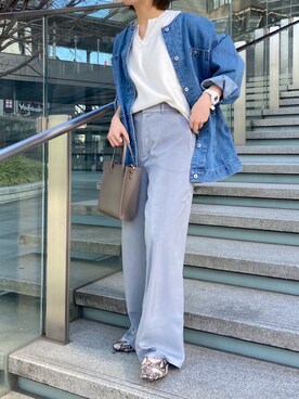 「LAKOLE（ラコレ）のアイテム（カバーオール）」を使った、karepyosさん（レディース・157cm）の冬コーディネート