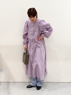 「LAKOLE（ラコレ）のアイテム（シャツワンピース）」を使った、karepyosさん（レディース・157cm）の冬コーディネート