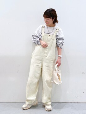 「LAKOLE（ラコレ）のアイテム（サロペット/オーバーオール）」を使った、karepyosさん（レディース・157cm）の春コーディネート