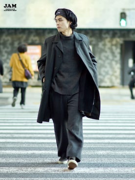 「ヘアバンド」｜「アイテム（その他アウター）」を使った、古着屋JAMさん（メンズ・170cm）の冬コーディネート