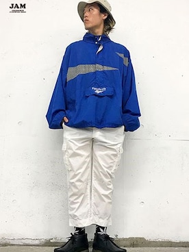 「ラルフローレン」｜「アイテム（ナイロンジャケット）」を使った、古着屋JAMさん（メンズ・175cm）の夏コーディネート