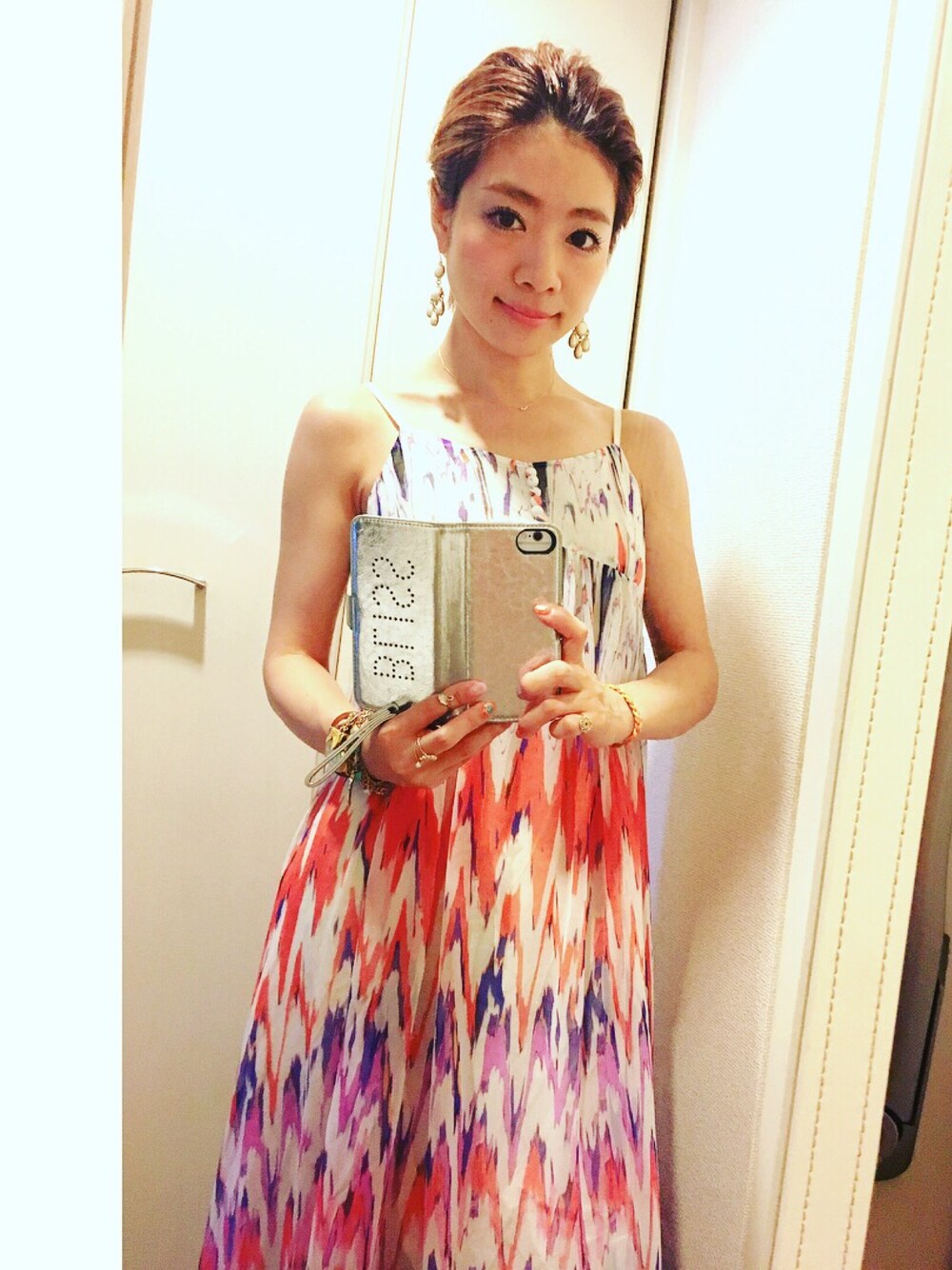 「夏、リゾートスタイル、マキシ丈ワンピース、柄ワンピース、オールバック、サマースタイル」｜「DOUBLE STANDARD CLOTHINGのアイテム（ワンピース、その他）」を使った、majyokaさん（レディース・153cm）の夏コーディネートの1枚目の写真