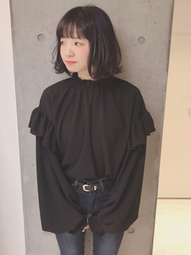 「Honeys（ハニーズ）のデニムテーパードパンツ（デニムパンツ）」を使った、ぺーちゃんさん（レディース・150cm）の夏コーディネート