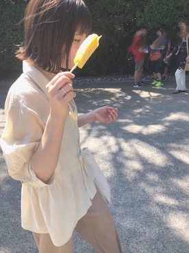 「a.g.plus（エージープラス）のアイテム（パンツ）」を使った、ぺーちゃんさん（レディース・150cm）の夏コーディネート