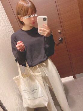 「a.g.plus（エージープラス）のアイテム（パンツ）」を使った、ぺーちゃんさん（レディース・150cm）の秋コーディネート