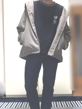 「FRED PERRY（フレッドペリー）のアイテム（スウェット）」を使った、ハレオカさん（メンズ・168cm）の春コーディネート