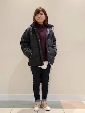 「coen（コーエン）のアイテム（ダウンジャケット/コート）」を使った、coen りょうまるさん（レディース・158cm）の冬コーディネート