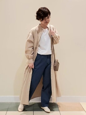「USAコットン」｜「アイテム（シャツワンピース）」を使った、coen りょうまるさん（レディース・158cm）の春コーディネート